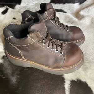 Vintage Dr. Martens 8542 Brown Leather Ankle Boots Chunky Heel Sz 5 Mens 6.5 Wom
